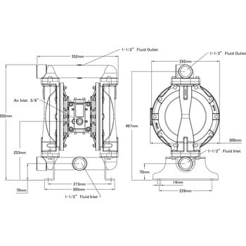 点击查看大图 用于输送油和废水的气动隔膜泵,铝制型号H306435330